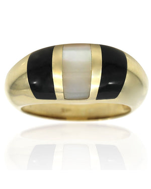 Black Onyx and Mother of Pearl Dome Ring