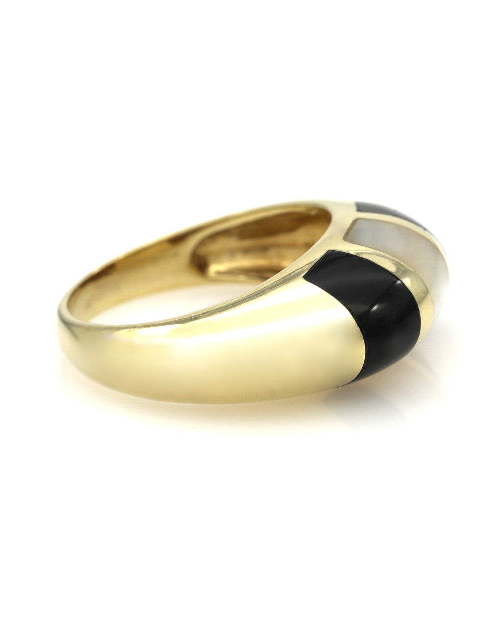 Black Onyx and Mother of Pearl Dome Ring