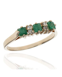 Alternating Emerald and Diamond Ring