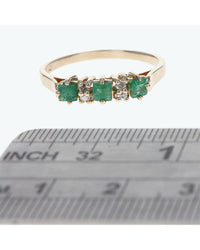 Alternating Emerald and Diamond Ring