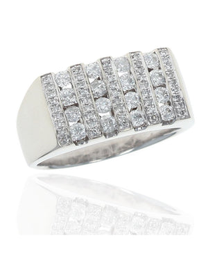 Gentlemans 9 Row Rectangular Top Diamond Band