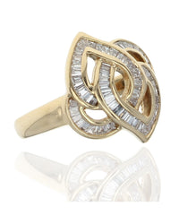 Baguette Diamond Cut Out Crossover Ring