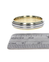 Gentlemans Grooved Milgrain Band in Platinum and Gold