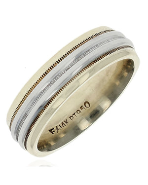 Grooved Milgrain Band in Platinum and Gold