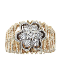 Diamond Cluster Cut out Nugget Motif Band
