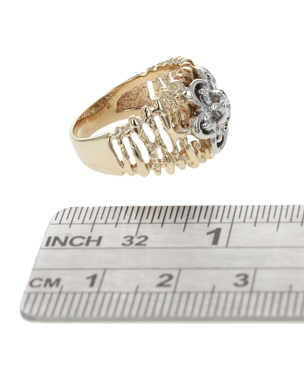 Diamond Cluster Cut out Nugget Motif Band