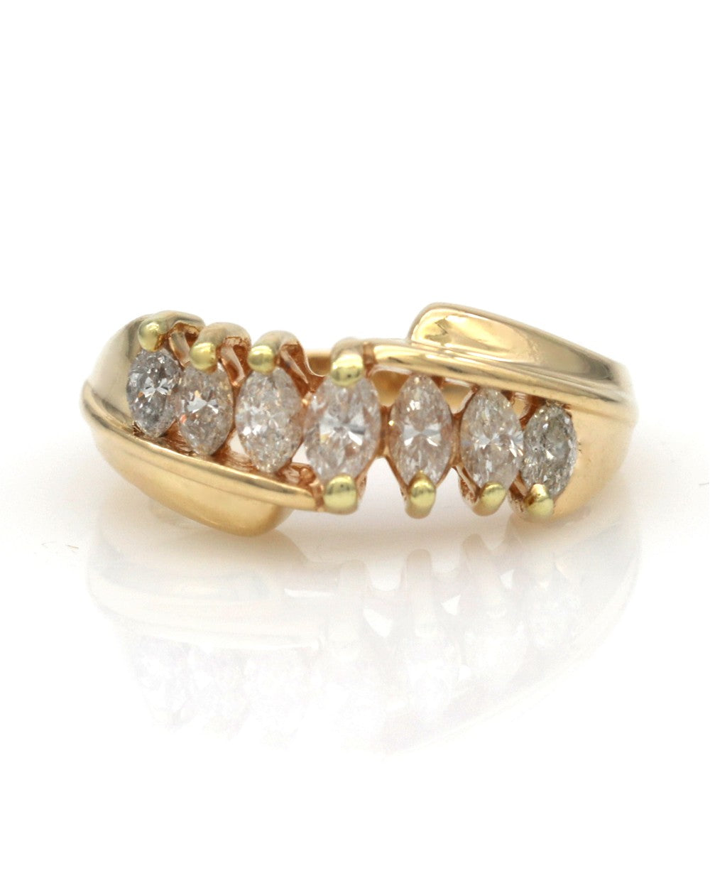 Marquise Diamond Bypass Ring in Gold