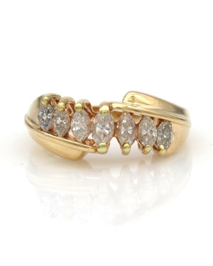 Marquise Diamond Bypass Ring in Gold