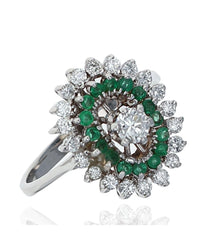 Diamond and Emerald Double Halo Ring