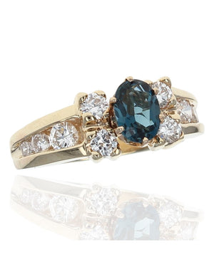 Swiss Blue Topaz and Diamond Ring
