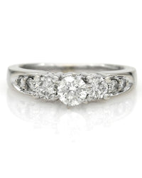 3 Stone Diamond Ring with Diamond Accents