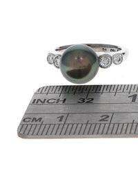 Mikimoto Tahitian Pearl and Diamond Ring