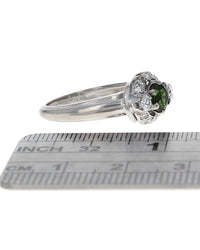 Chrome Diopside and Diamond Ring in White Gold