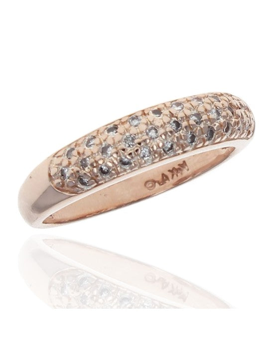 3 Row Diamond Tapered Band in Rose Gold