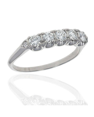 Diamond Scalloped Edge Ring in Platinum