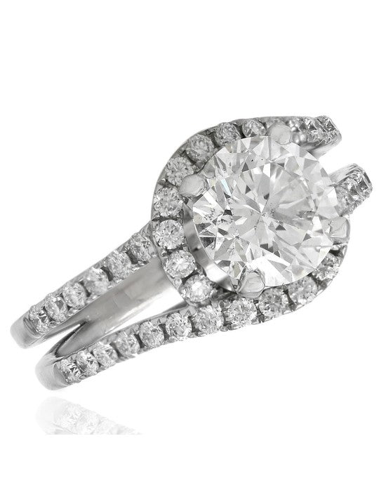 GIA Certified Round Brilliant Cut Diamond Solitaire Ring in 14KW