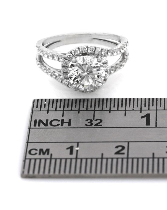 GIA Certified Round Brilliant Cut Diamond Solitaire Ring in 14KW
