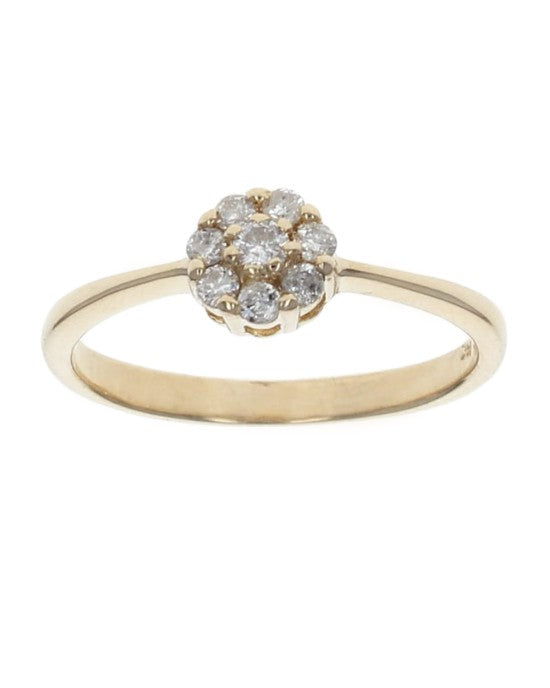Diamond Flower Ring in 14K Yellow Gold