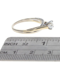 Diamond Crossover Engagement Ring with Pave Diamond Accents