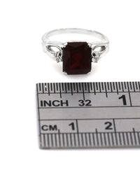 Almandine Garnet and Diamond Accent Ring in White Gold
