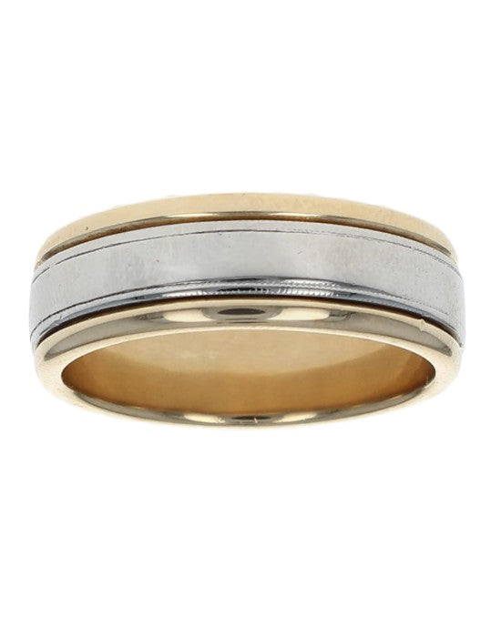 Gentlemans 18K and Platinum Grooved Band