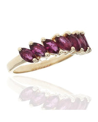 7 Stone Marquise Ruby Ring in Gold