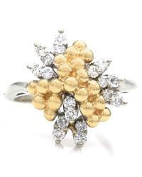 Diamond and Bead Cluster Ring in Gold