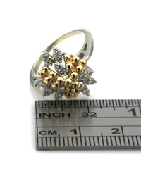 Diamond and Bead Cluster Ring in Gold
