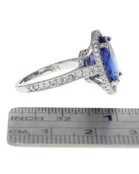 5.37ct Oval Tanzanite and Diamond Halo Ring