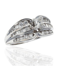 Princess Solitaire Round and Baguette Diamond Ring
