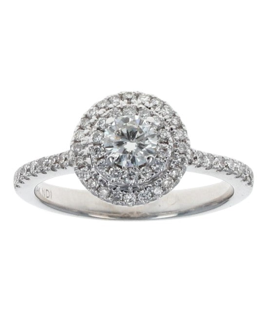 Double Halo Diamond Ring in White Gold