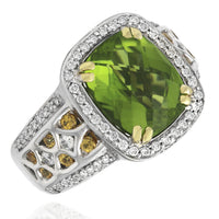 Charles Krypell Peridot, Citrine and Diamond Halo Fashion Ring