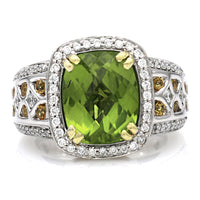 Charles Krypell Peridot, Citrine and Diamond Halo Fashion Ring
