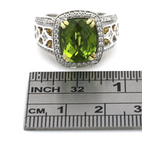 Charles Krypell Peridot, Citrine and Diamond Halo Fashion Ring