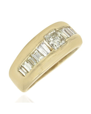Gentlemans Princess and Baguette Diamond Ring