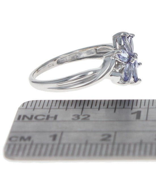 Tanzanite and Diamond Accent Flower Ring