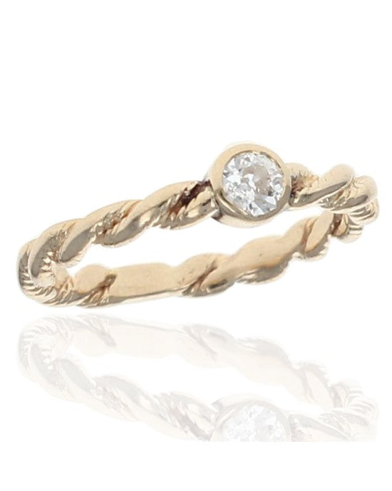 Diamond Solitaire Rope Motif Band