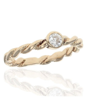 Diamond Solitaire Rope Motif Band