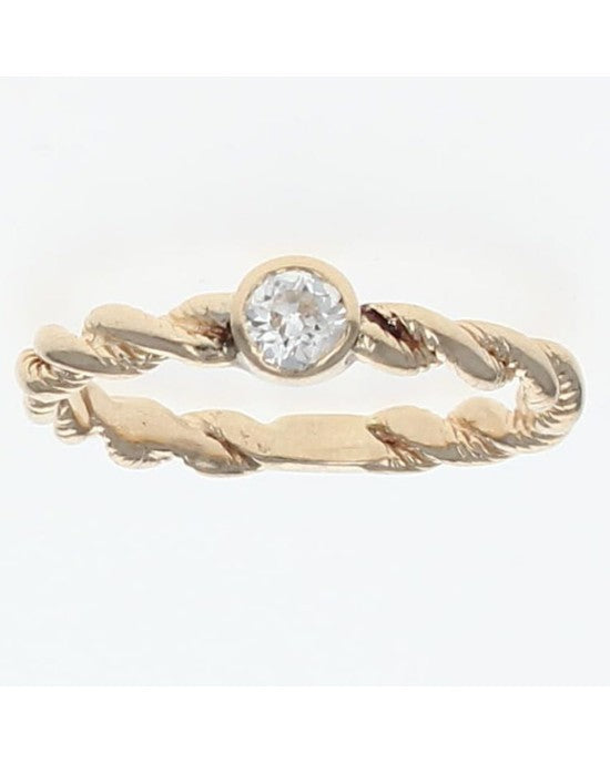 Diamond Solitaire Rope Motif Band