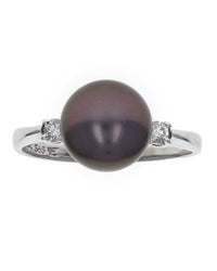 Gray Tahitian Pearl and Diamond Accent Ring