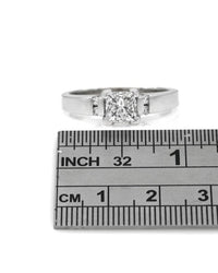 Princess and Round Diamond Accent Engagement Ring