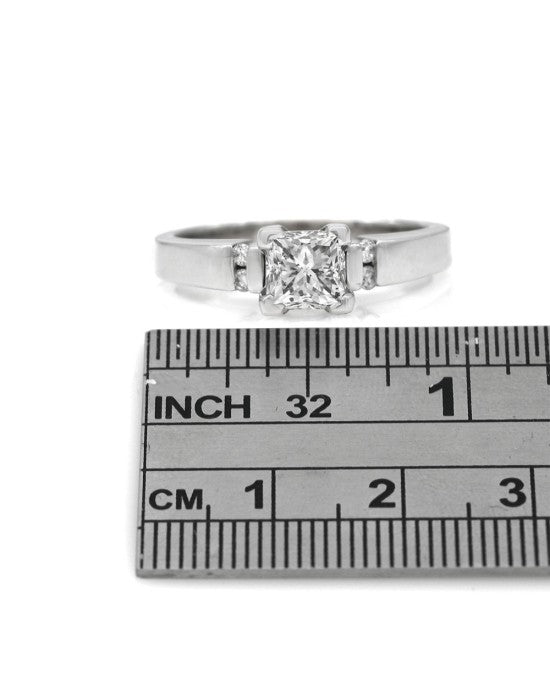 Princess and Round Diamond Accent Engagement Ring