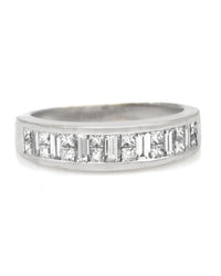 Alternating Princess and Baguette Diamond Band