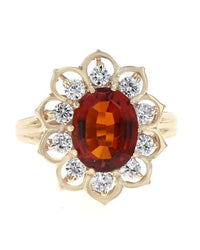 Madeira Citrine and Diamond Halo Ring