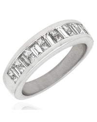 Alternating Princess and Baguette Diamond Band
