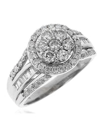 Diamond Cluster Halo Ring in White Gold