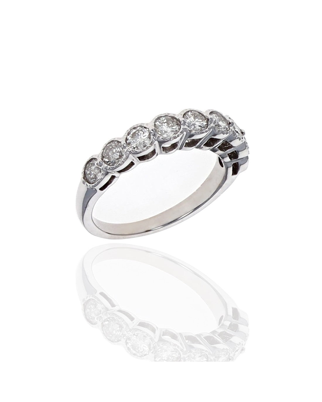Bezel Set Diamond Band in White Gold