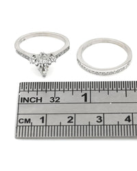Marquise, Princess and Round Diamond Wedding Set in White Gold
