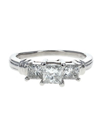 3 Stone Princess Diamond Ring in Platinum