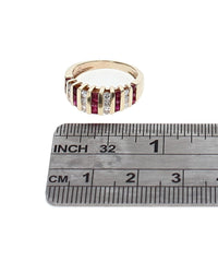 Alternating Ruby and Diamond 9 Row Tapered Ring